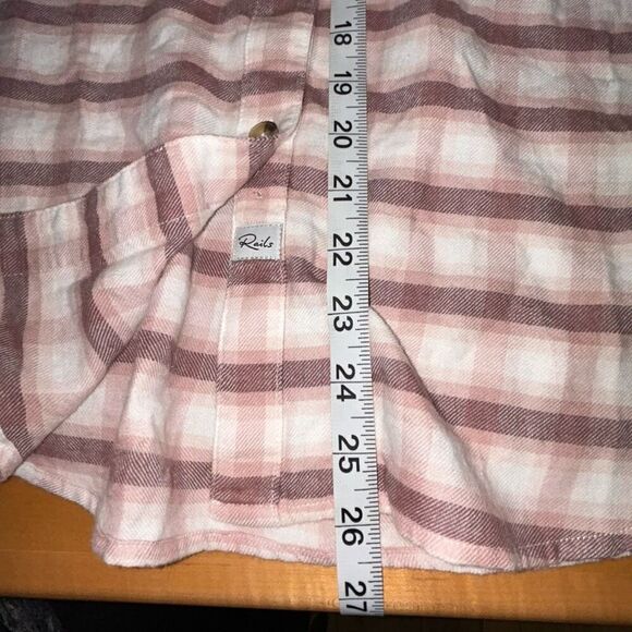 Rails Angelica pink plaid flannel mauve rose iron size M - Picture 7 of 10
